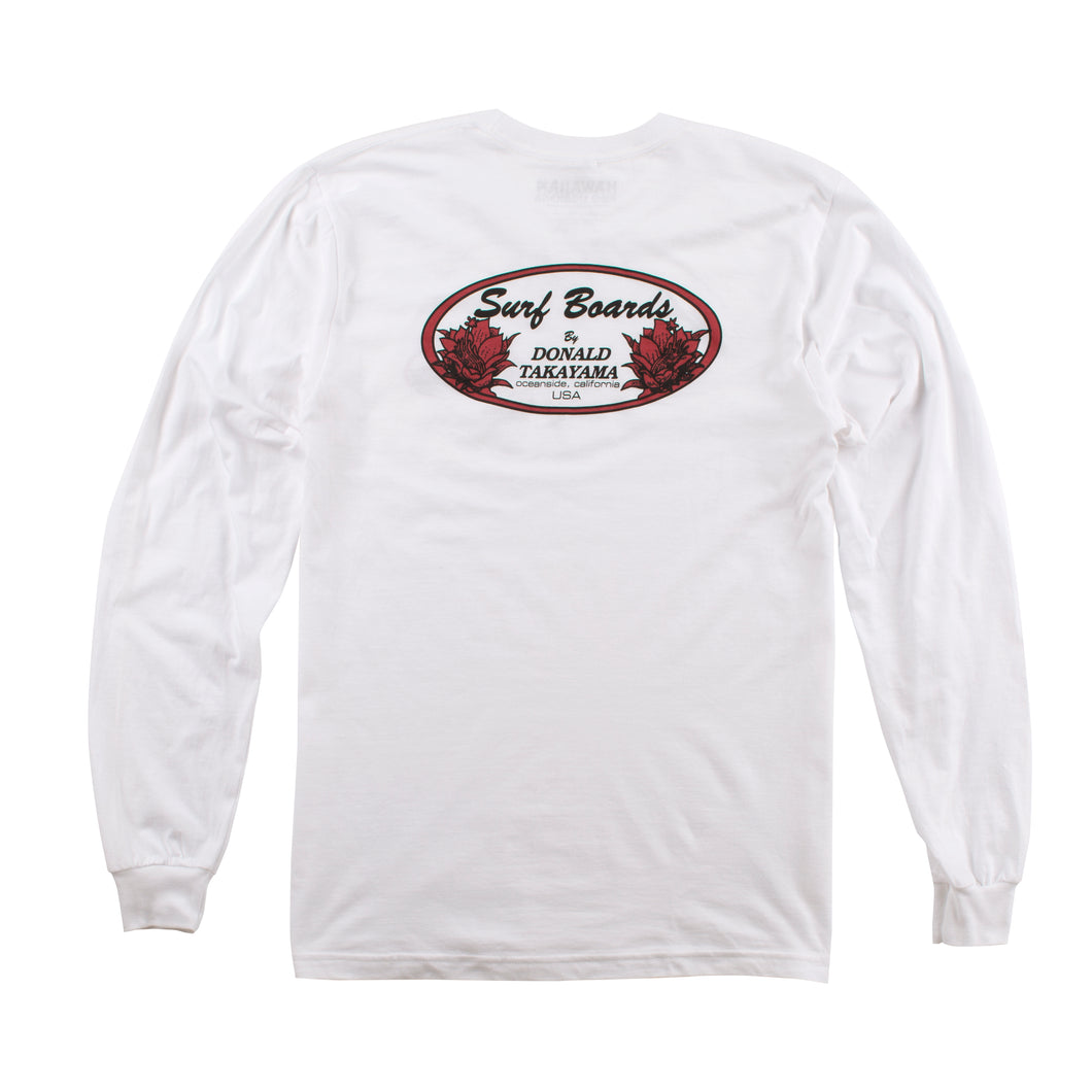 DT101 - Donald Takayama L/S oval tee (red oval logo) - White